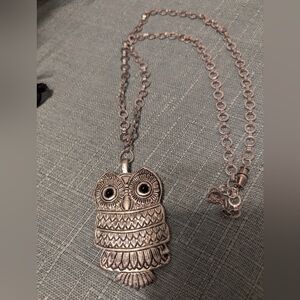 Silver Owl Pendant Necklace